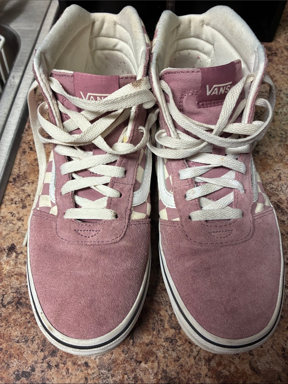 Vans Women's High-Top Sneakers in Mauve and White